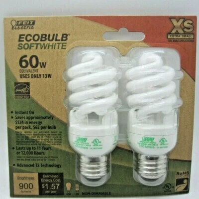 Feit Electric Ecobulb Plus Spiral 13W Light Bulb Soft White 60W XS 900 Lumens - Image 1 of 4