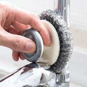 Spazzola a sfera in acciaio wok pulizia piatti spazzole per scrubber domestico - Foto 1 di 12