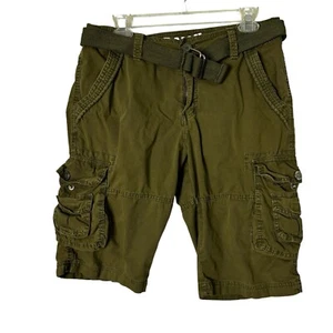 Raw X Cargo Shorts Mens 30 Green With Woven Belt Double Pocket - Picture 1 of 13