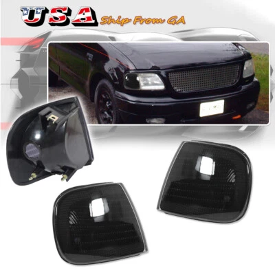 Fits 1997-2004 Ford F150 Expedition Smoked Corner Lights Turn Signal Lamps L+R - Image 1 of 4