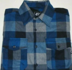 JET PILOT MENS SIZE MEDIUM BLUE CHECKERED BUTTON UP LONG SLEEVE SHIRT - Picture 1 of 6