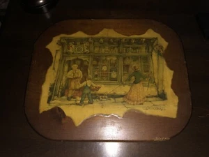 1970 Vintage Handarbeit Holzarbeit Plakette Retro - Bild 1 von 2