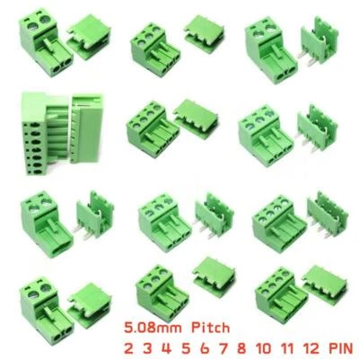 Green PCB Terminal Block Connector 5.08mm Pitch 2 3 4 5 6 7 8 10 11 12 PIN - Image 1 of 4