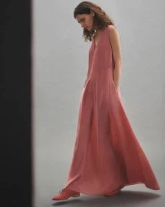 NWT Theory V-Neck Draped Maxi Dress in Deep Carnation (Pink) Size 00, 0, 4 $435 - Picture 1 of 12