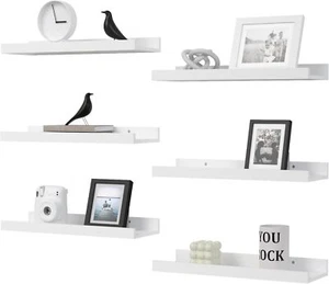 6 PACK Floating Shelves, Black Wall Shelves, Display Shelves for Wall Decor - Picture 1 of 24