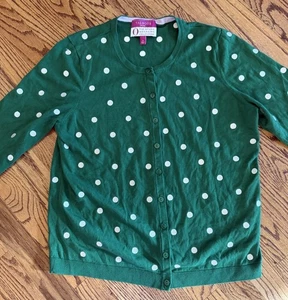 Talbots Oprah Collection Damen LP grüne Punkte Strickjacke Pullover adrette - Bild 1 von 7