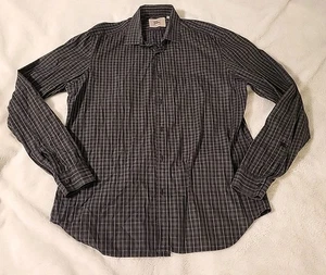 Burberry London Long Sleeve Dress Shirt Dark Grey/ Black Plaid Mens Size 16.5 42 - Picture 1 of 5