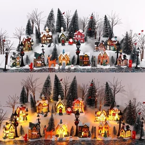 68 Teile Weihnachten Winter Häuser Dorf Set, Weihnachten kahle Zweige Bäume Sn... - Bild 1 von 7