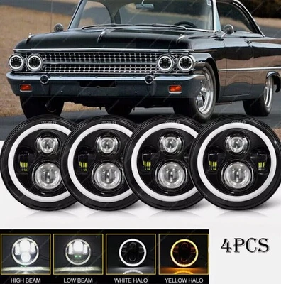 4 piezas para Ford Galaxie 500 1962~1974 575" 53/4 pulgadas faros LED redondos actualización Foto 1 de 4
