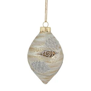 Northlight 5" Birch Wood and Glitter Pine Cones Glass Finial Christmas Ornament - Picture 1 of 4