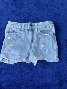 Gap Girls Stretch High Waist Embroidered Butterfly Jean Shorts Size 5 - Picture 1 of 4