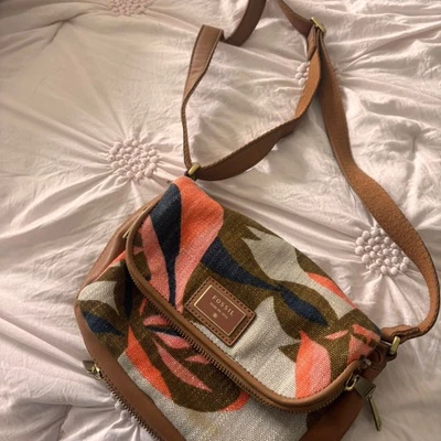 Fossil Women's Floral Brown White Pink Blue Shoulder Strap Vintage Limited Bag - Image 1 of 3