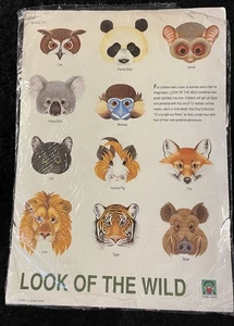12 Realistic Animal Masks SEALED 1989 Discovery Toys Look of the Wild Zoo Party - Picture 1 of 2