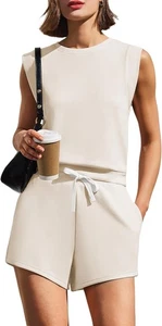 Mujeres Sudaderas Camiseta Pantalones Cortos Conjuntos Trajes de Verano Salón 2 Piezas Chándal - Imagen 1 de 36