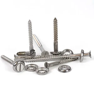 5mm / No10 A2 Stainless Steel Slotted Countersunk Wood Screws + Cup Washers Kit - Picture 1 of 48
