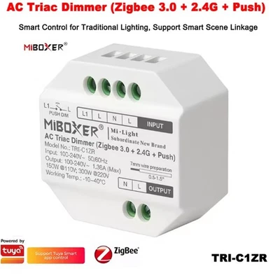 MIBOXER AC Triac Dimmer TRI-C1ZR Zigbee 2.4G Remote controller Push switch triac - Image 1 of 4