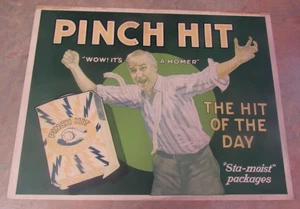 VINTAGE PINCH HIT TOBACCO CARDBOARD ADVERTISING SIGN 14" X 10 3/4" - Picture 1 of 10