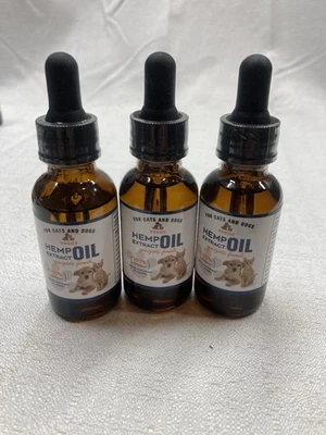 BRANDED Hemp Oil for Dogs and Cats 3 Pack Relief Pet with Anxiety Stress Pain Aggressive