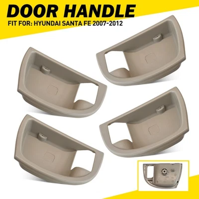 Para Hyundai Santa Fe 2007-2012 4 peças tampa interna maçaneta acabamento bege L&R - Imagem 1 de 4