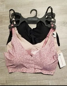 Lucky Brand 3 LAZER LOUNGE BRA'S Adjustable Straps Removable Pads Size L NWT - Picture 1 of 3