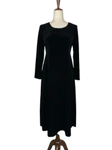 Abito vintage anni 90 Y2K velluto maxi CDC Petites taglia 8 nero stravagante boho - Foto 1 di 11