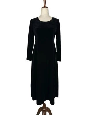 Maxi Vestido De Terciopelo Y2K Vintage Años 90 CDC Pequeño Talla 8 Negro Cachicho Boho Foto 1 de 4