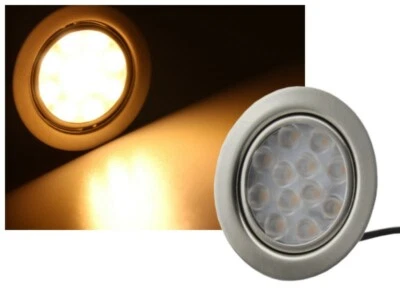 LED Einbauleuchte 12V 3W flach 15mm Einbautiefe Strahler Edelstahl warmweiss - Bild 1 von 4