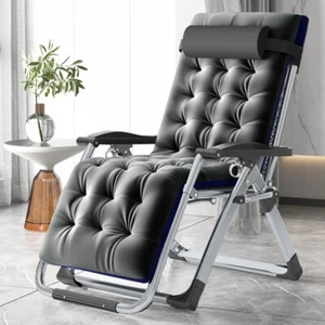 Folding Camping Chair Zero Gravity Chairs Outdoor Recliner W/Soft Mat & Headrest - Picture 1 of 12