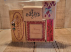 5 Christmas Wooden Rubber Stamp LOT New Year Candy Cane QUICK SHIP Mounted Set