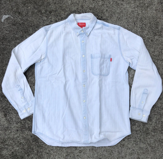 Supreme Trademark Jacquard Denim Shirt 'Washed Yellow' | Men's Size M