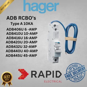 Hager ADB RCBO SP 10ka Typ (B) 30ma 6a, 10a, 16a, 20a, 32a, 40a 45a - Bild 1 von 4