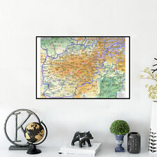 Afghanistan Topographic Map Chinese Canvas Art Prints Poster Study Office Decor