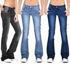 Womens Denim Jeans Flared Pants Low Waist Casual Work Bootcut Trousers Buttoms