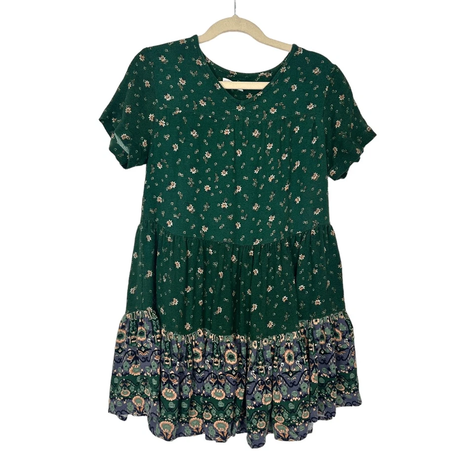 Vestido Boho O’Neill Niñas Verde En Niveles Mediano 8 Corto Fluido Manga Corta ONeill Foto 1 de 4