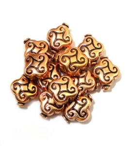14 Pcs 14X11mm Solid Copper Nepalese Bead Oxidized Copper  V-156 - Picture 1 of 3
