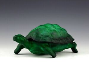 Art Deco Jade Malachite Glass Bowl Turtle Trinket Jewelry Box 1930's H.Hoffmann