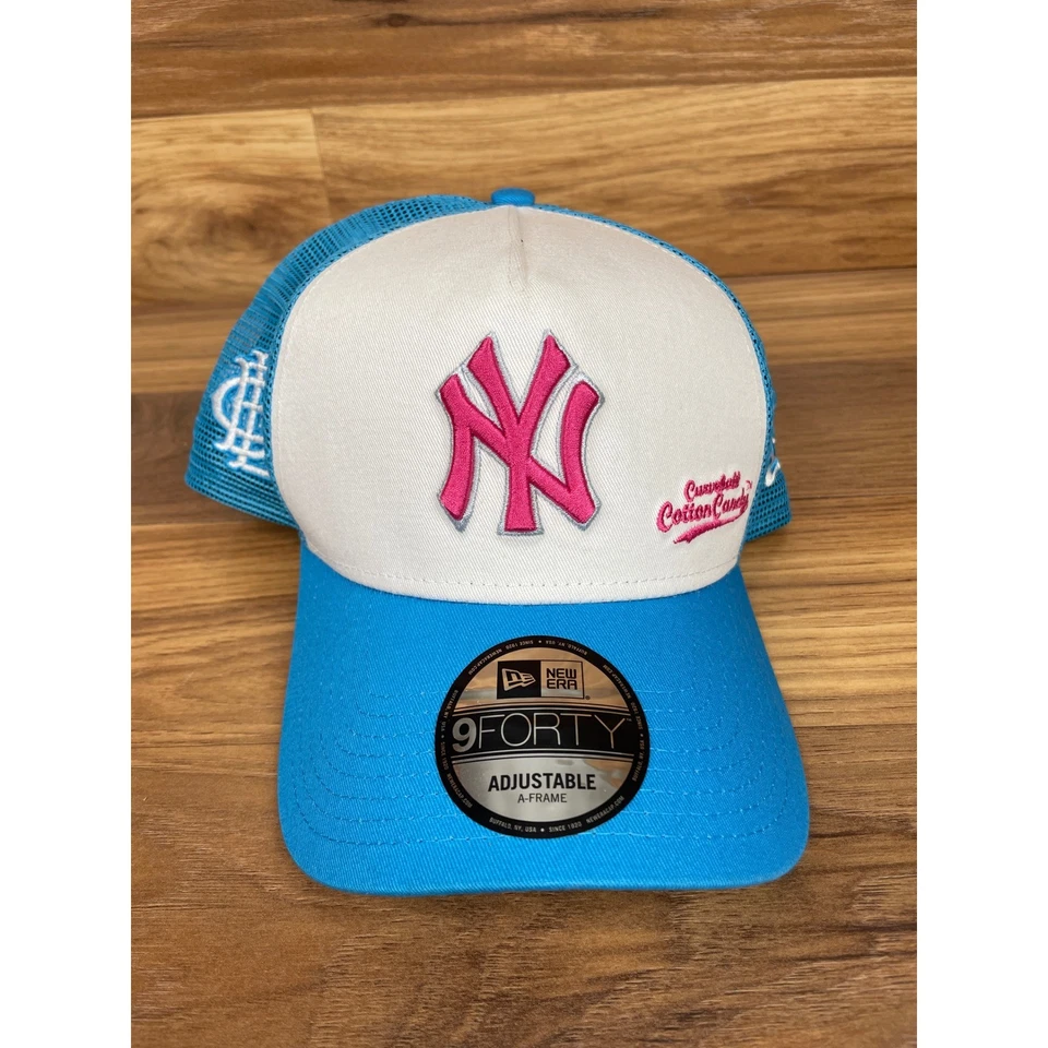 Gorra de camionero ajustable New Era 9Forty algodón caramelo Yankees rosa azul Foto 1 de 4