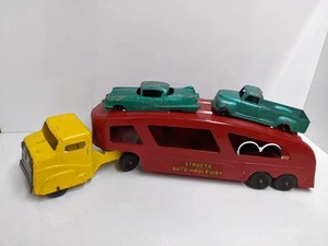 Vintage 1950's Structo COE Semi Car Hauler Auto Transport Truck w 2 cars ILL - Picture 1 of 11