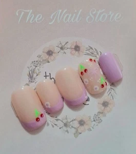 Cherry Blossom Gel False Nails / Cherry Nails / Gel Nails / Press On Nails / - Picture 1 of 4