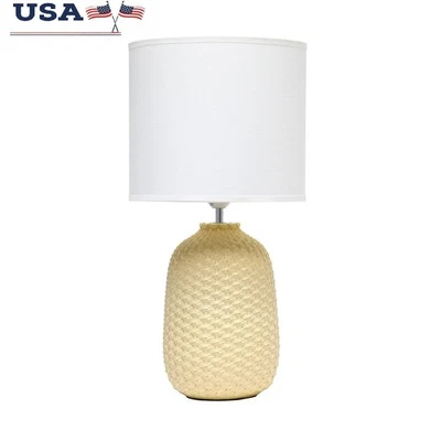 Lámpara de mesa de cerámica con textura púrpura pantalla de tambor blanca interruptor de encendido fácil nuevo Foto 1 de 4