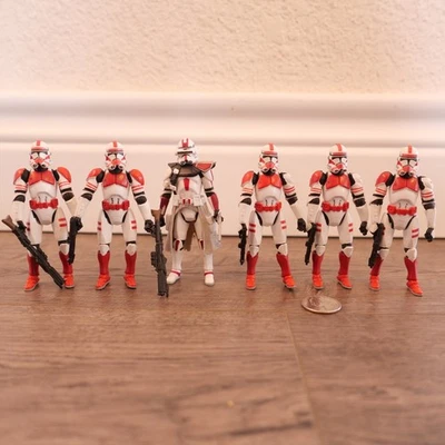 Star Wars Commander Deviss & Red Clone Shock Trooper Figure lot of 6 ROTS !!! - Image 1 of 3