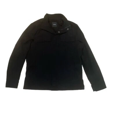 Theory Jacket L Mens Water Resistant Stand Collar Two-Way Zip Long Sleeve Black - Image 1 of 4