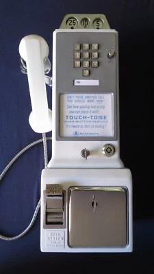 3 Slot Payphone  White 1234G  10 Button Payphone 1964 Antique telephone - Image 1 of 4