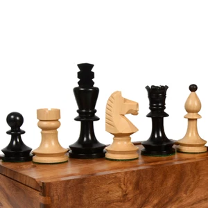 Romanian-Hungarian National Tournament Chess Pieces in Ebonized &Natural Boxwood - Picture 1 of 6