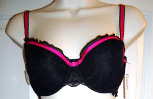 CASSANDRA INTIMATES Convertible Underwire Bra - BLACK/PINK - 36C - Picture 1 of 5