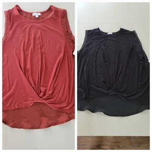 Soul Cake Womens Shirt Top Burnt Orange & Black Large & 3XL sleeveless  XXXL - Picture 1 of 37