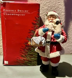 Vintage Clothtique Possible Dreams Frisky Friend #713130 Babbo Natale cucciolo e cesto con scatola - Foto 1 di 5