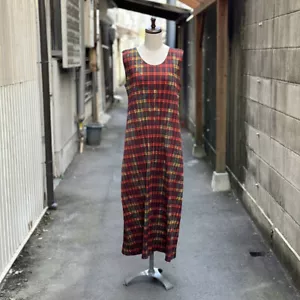 Pleats please Issey Miyake Long dress check x leaf pattern size 3 - Picture 1 of 9