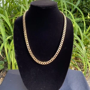 Collar de eslabones cubanos de cadena de oro de 24 pulgadas 8 mm en capas de oro de 14 k - Imagen 1 de 5