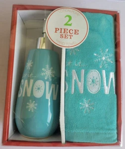 Bomba de loción navideña Avanti de 2 piezas con toalla de mano decoración de baño nueva - Imagen 1 de 5